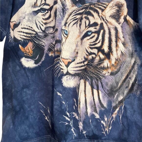 Unisex Vintage Y2K Aquarium Tie Die White Tigers White Stitch T Shirt Size Small - Picture 6 of 16
